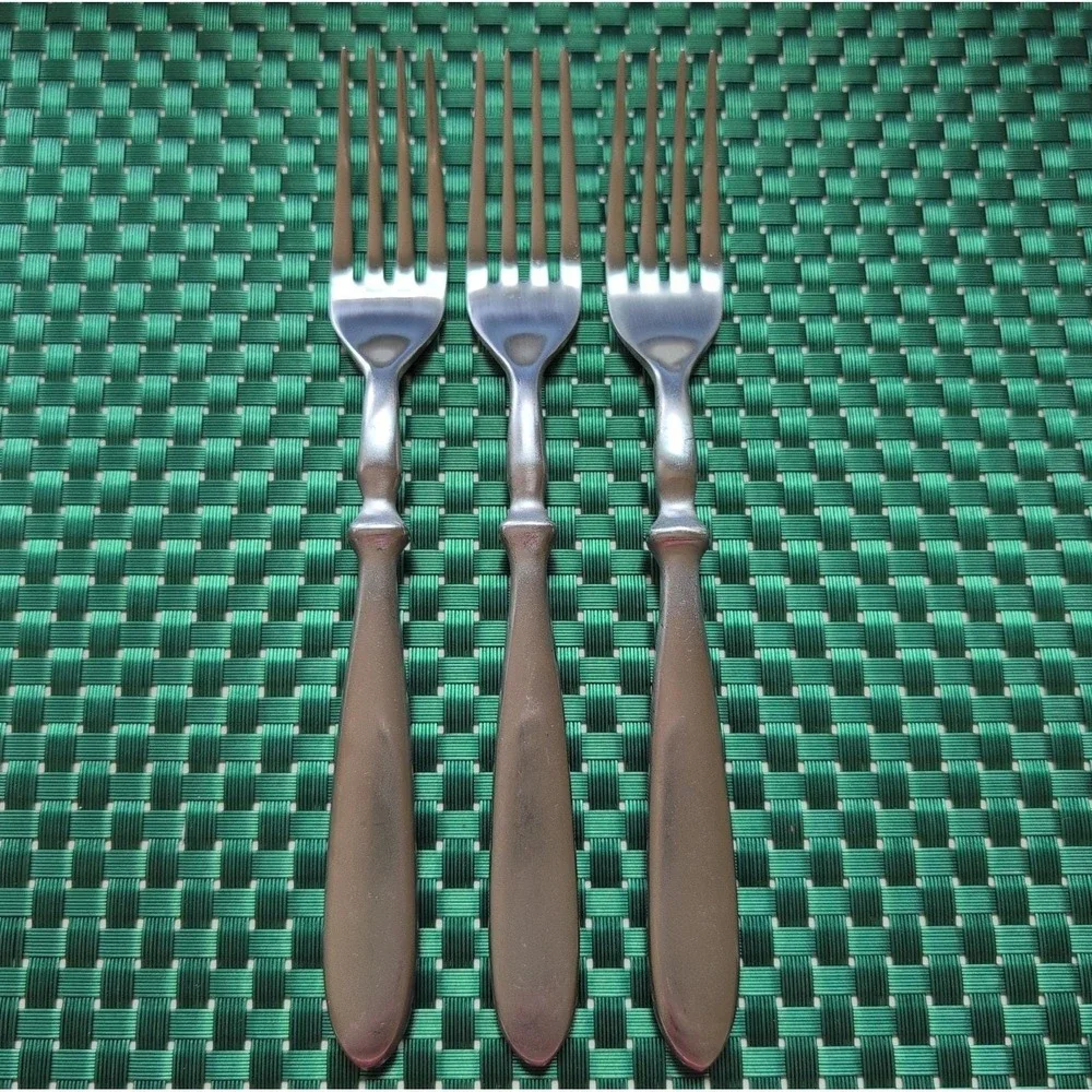 Cambridge TOWNHOUSE Dinner Forks Set Lot of 3 SATIN Stainless Bistro Style VTG